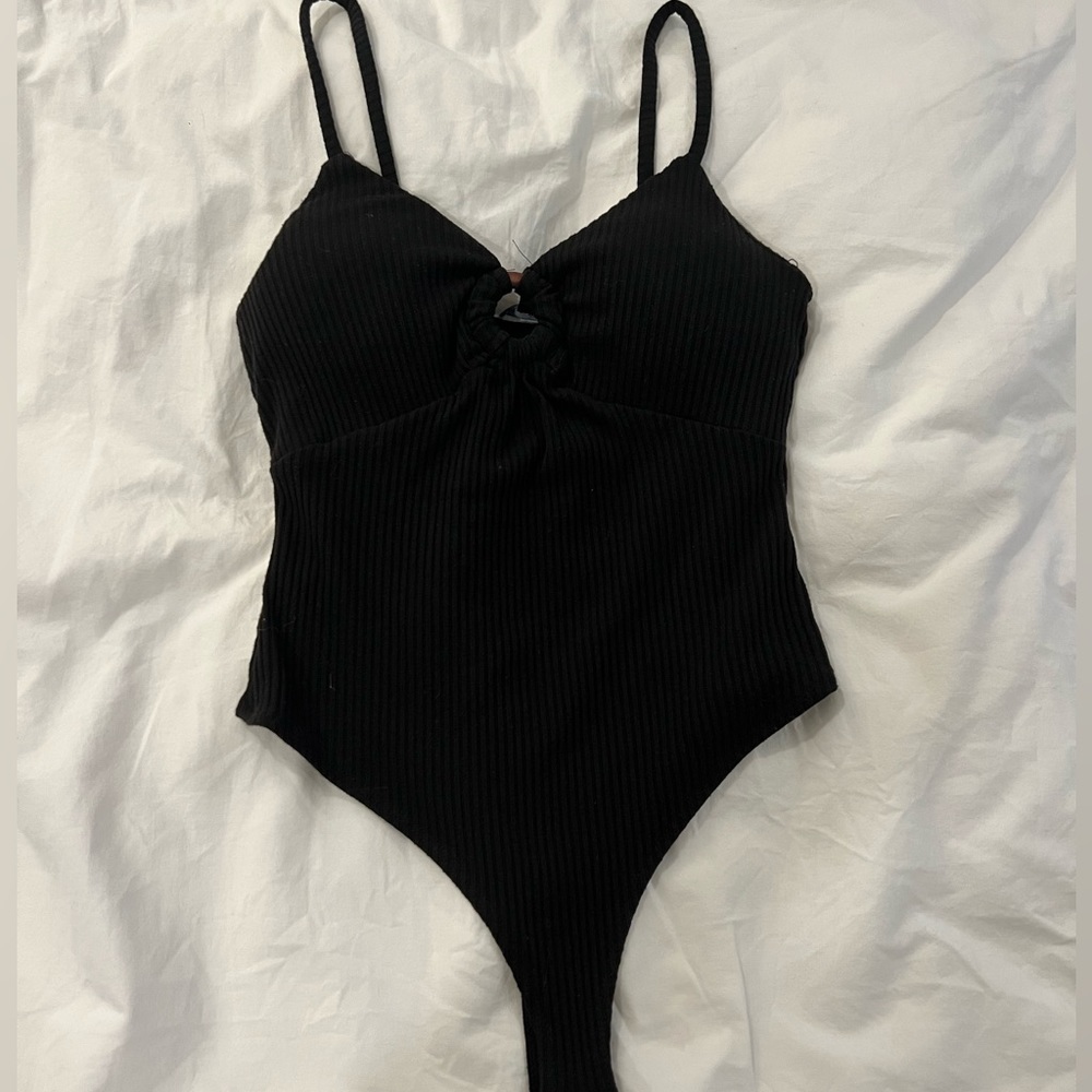 Black ribbed bodysuit